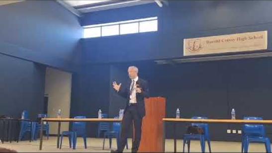 Director-General Dr. Duncan Pieterse engaged learners at Harold Cressy High School for G20 Outreach.